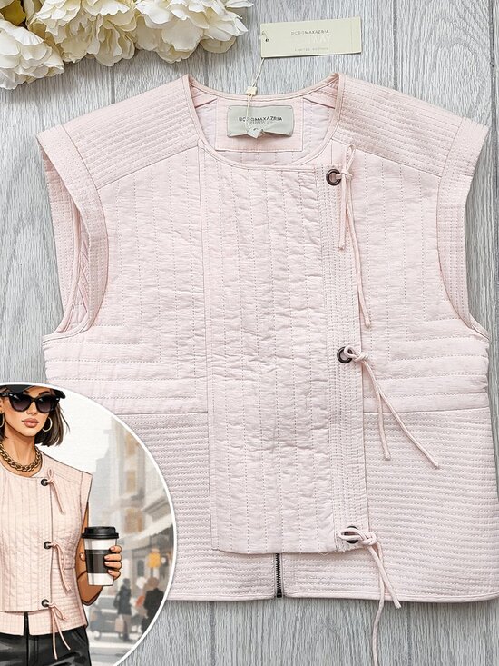 BCBGMaxAzria Jackets & Blazers - NWT Christoff Quilted Pink Runway Vest Top Cotton Designer M $428 BCBGMAXAZRIA